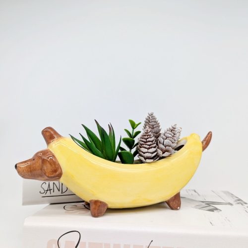 Banana Wiener Sausage Dog Planter