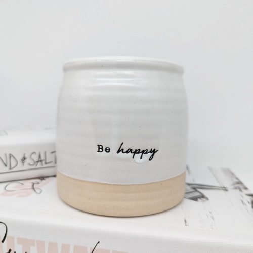 Be Happy Quote Planter Pot