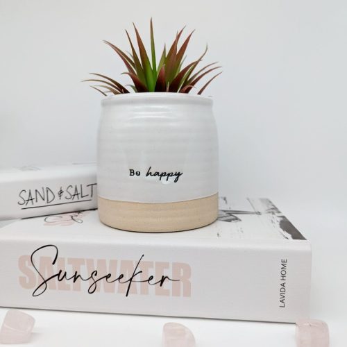 Be Happy Quote Planter Pot