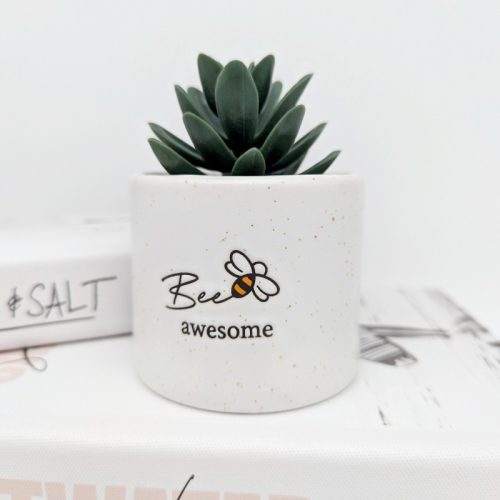 Bee Awesome Quote Planter Pot