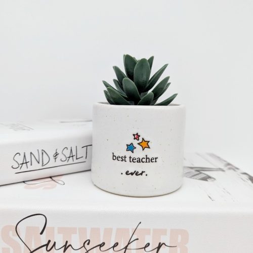 Best Teacher Ever Quote Planter Pot