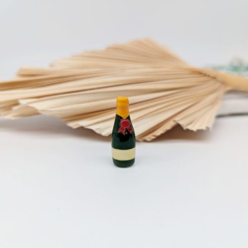 Ceramic Champagne Bottle Matchbox Keepsake Ornament