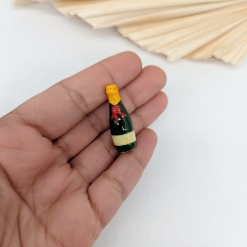 Ceramic Champagne Bottle Matchbox Keepsake Ornament