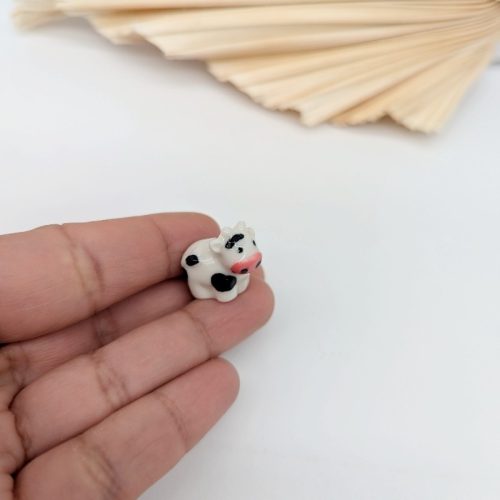 Ceramic Cow Matchbox Keepsake Ornament