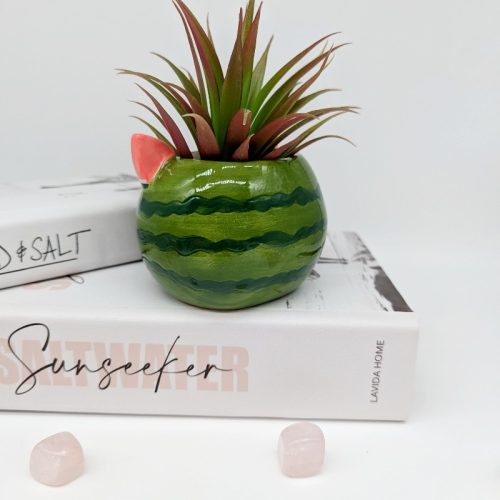 Green Watermelon Cat Planter Pot