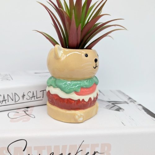 Hamburger Cat Planter Pot