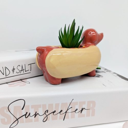 Hot Dog Dachshund Planter Pot