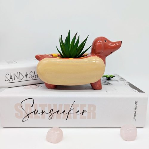 Hot Dog Dachshund Planter Pot