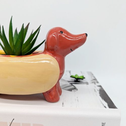 Hot Dog Dachshund Planter Pot