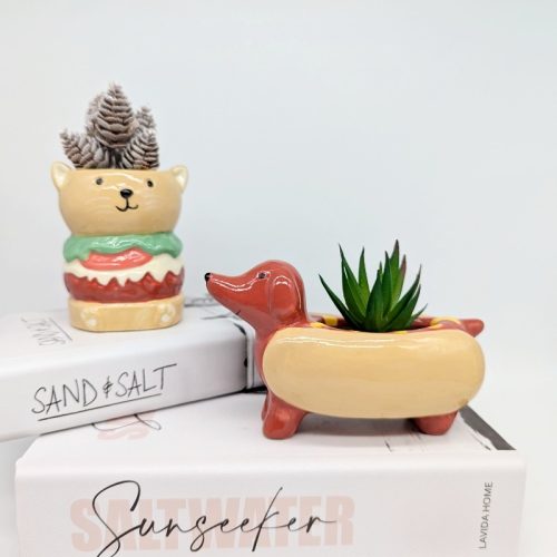 Hot Dog Dachshund Planter Pot