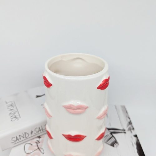 Pink Red Lip Ceramic Vase