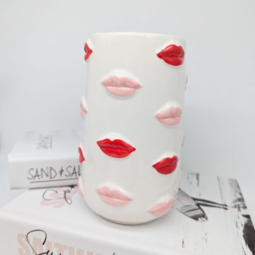 Pink Red Lip Ceramic Vase