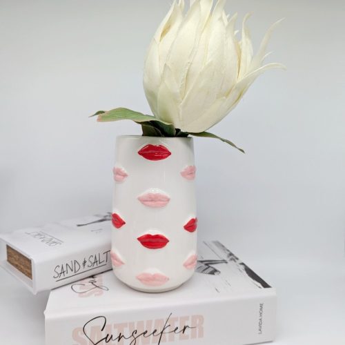 Pink Red Lip Ceramic Vase