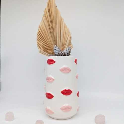 Pink Red Lip Ceramic Vase