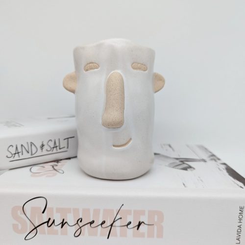 White Sandy Face Pot Planter