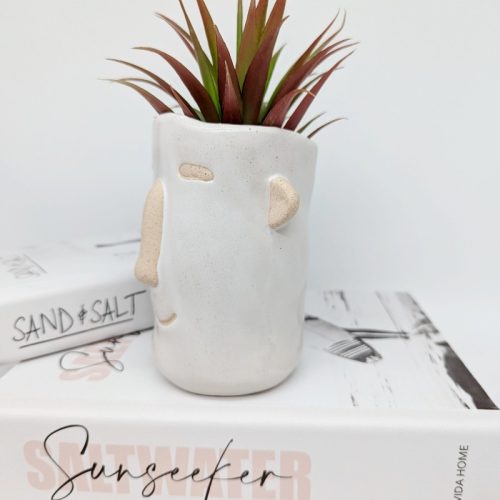 White Sandy Face Pot Planter