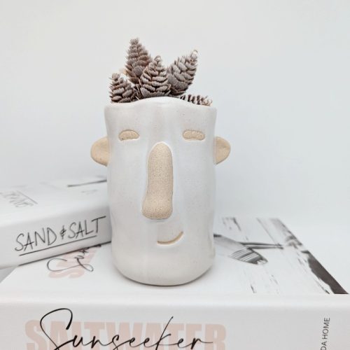 White Sandy Face Pot Planter