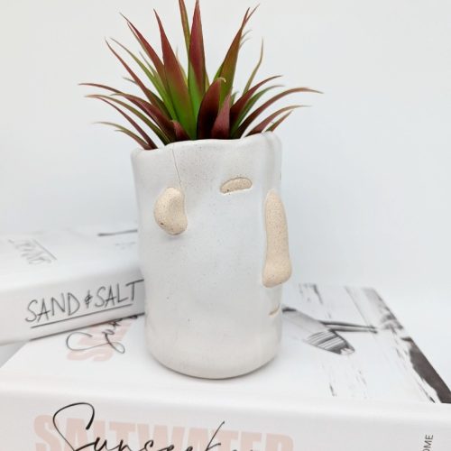 White Sandy Face Pot Planter