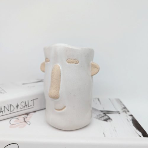 White Sandy Face Pot Planter