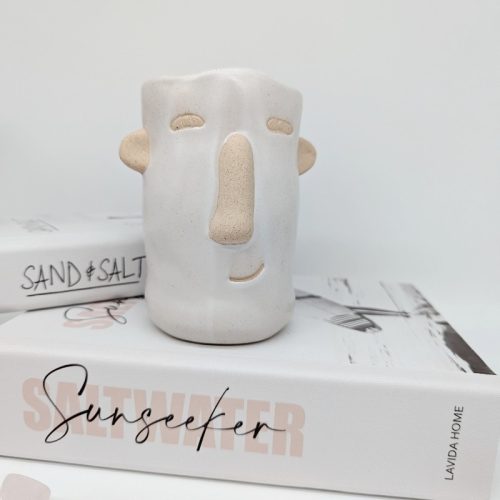 White Sandy Face Pot Planter