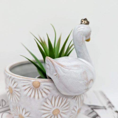 White Swan Pot Hanger Sitter