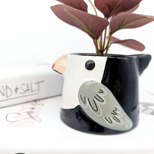 Exhibit your love for greenery in your home or garden with this contemporary style Black Bird Ceramic Planter Pot. Product Features: Features a ceramic planter in shape of a bird Planter has a smooth texture Display some flowers, succulents, herbs, plants or cacti in this pot Product Specification: Material: Ceramic Size: Length - 10.2 centimetres, Width - 8.5 centimetres, Height - 6.8 centimetres Colors: Black (As Pictured) Features: Drainage hole and stopper Please note that this listing is for a single planter. Accessories and Plants shown are only for display purpose.