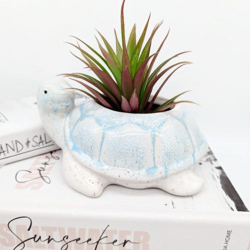 Coastal Blue Sea Turtle Planter Pot