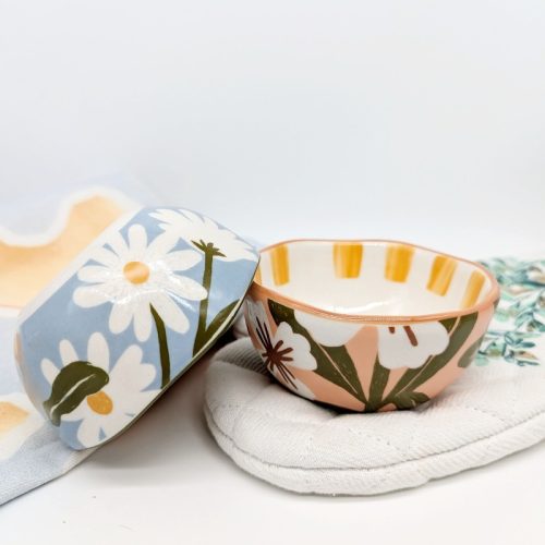 Floral Ceramic Dish Bowl