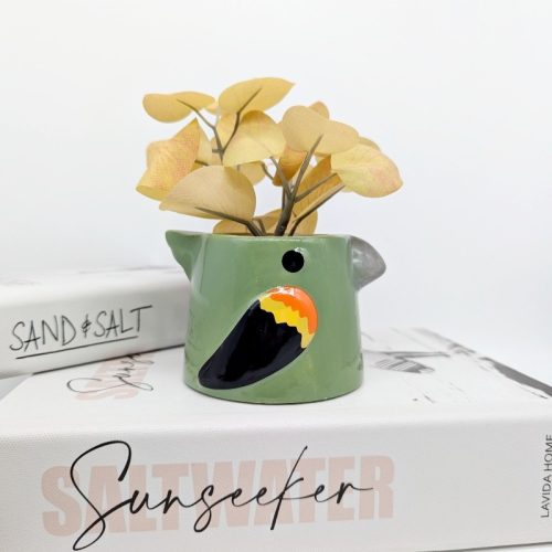 Green Bird Ceramic Planter Pot