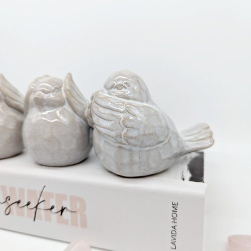 No Evil Hear See Speak Ceramic Bird Figurine Set