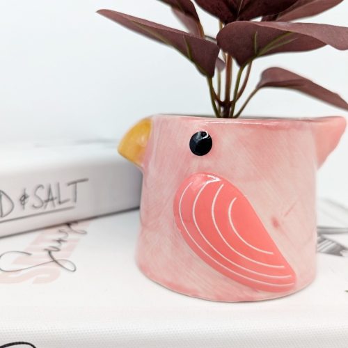 Pink Bird Ceramic Planter Pot