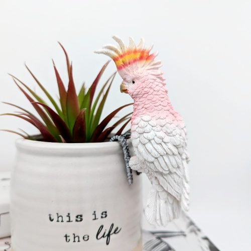 Pink Major Mitchell Cockatoo Bird Pot Sitter