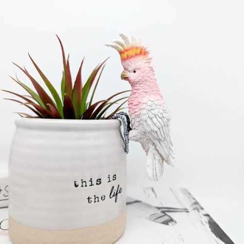 Pink Major Mitchell Cockatoo Bird Pot Sitter