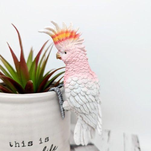 Pink Major Mitchell Cockatoo Bird Pot Sitter