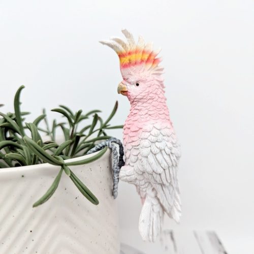 Pink Major Mitchell Cockatoo Bird Pot Sitter