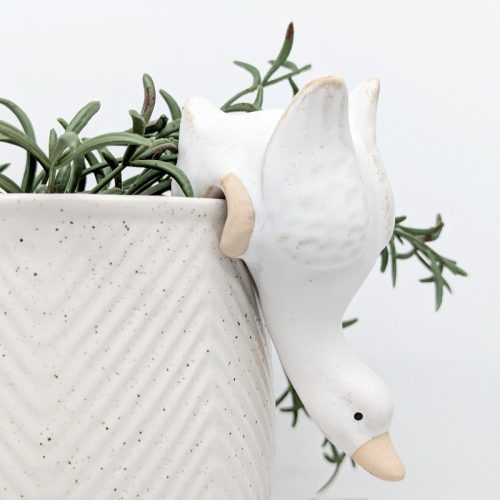 White Duck Pot Hanger Sitter