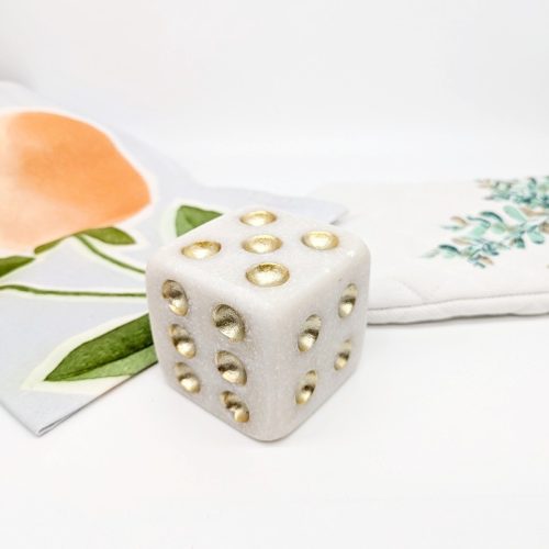 White Gold Dice Sculpture Decor