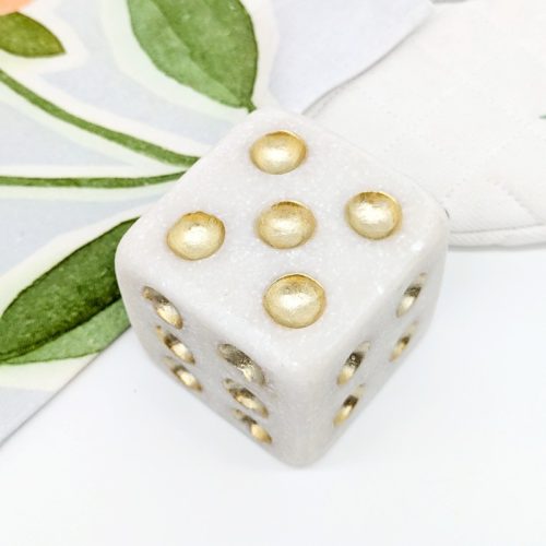 White Gold Dice Sculpture Decor