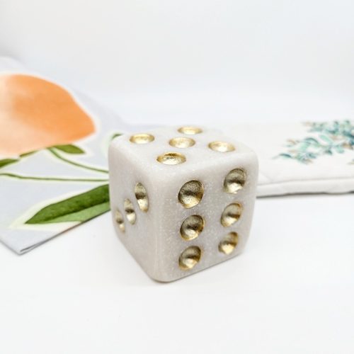 White Gold Dice Sculpture Decor