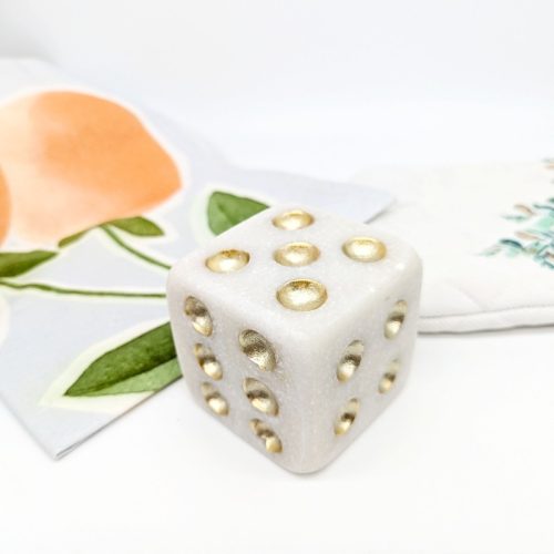 White Gold Dice Sculpture Decor