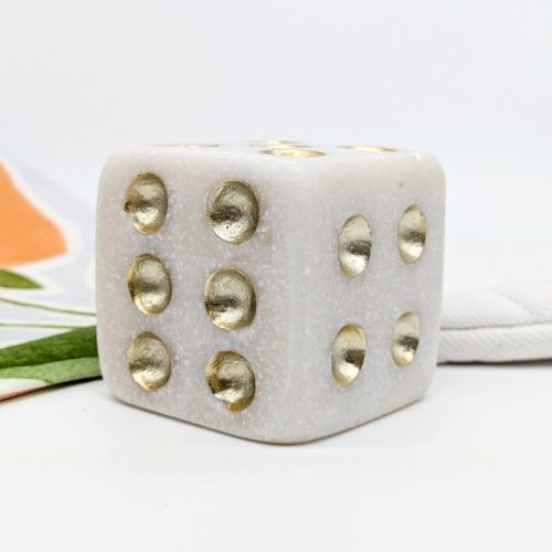 White Gold Dice Sculpture Decor