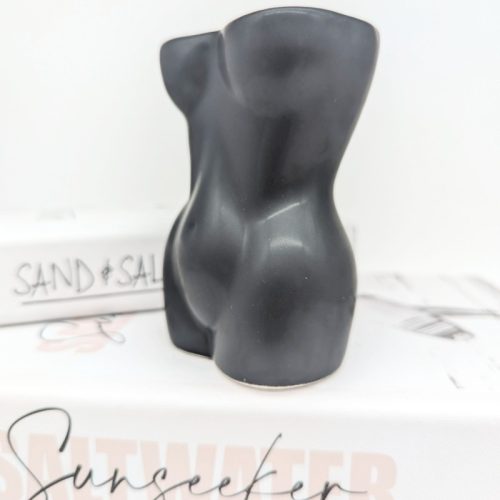 Matte Black Girl Torso Figure Vase