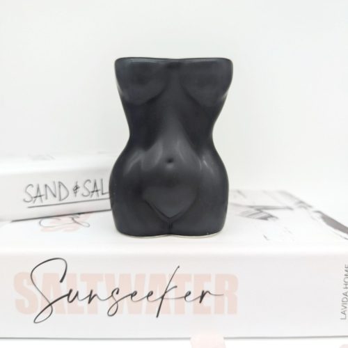 Matte Black Girl Torso Figure Vase