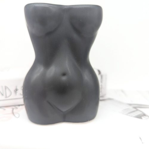 Matte Black Girl Torso Figure Vase