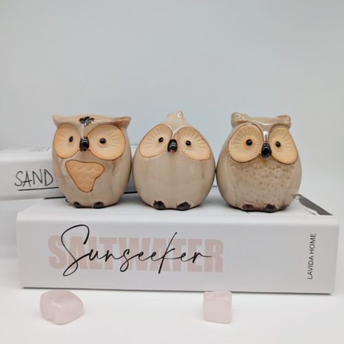 Ceramic Owl Figurine - Set of 3