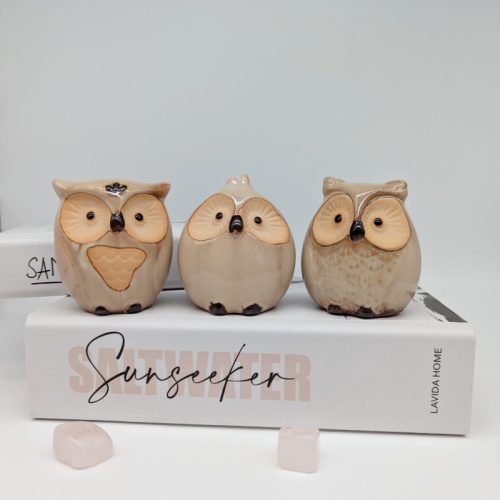 Ceramic Owl Figurine - Set of 3