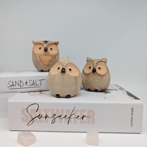 Ceramic Owl Figurine - Set of 3