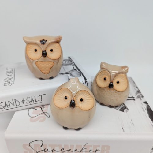 Ceramic Owl Figurine - Set of 3