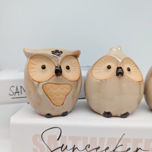 Ceramic Owl Figurine - Set of 3