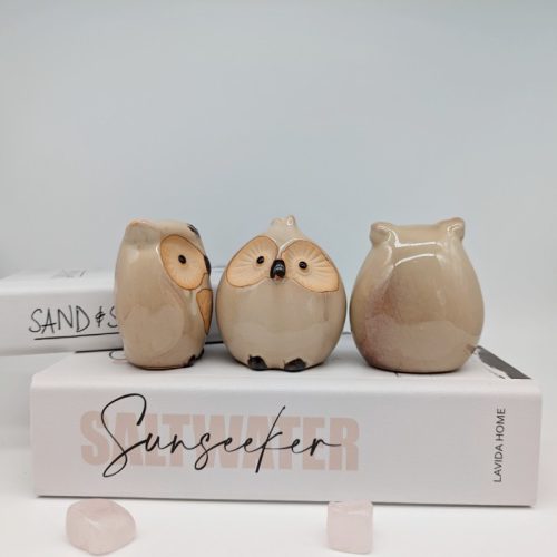 Ceramic Owl Figurine - Set of 3